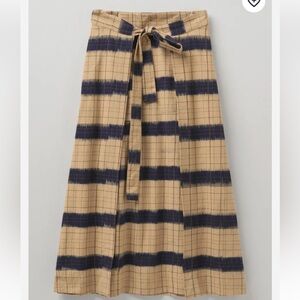 Toast indigo ikat wrap style skirt